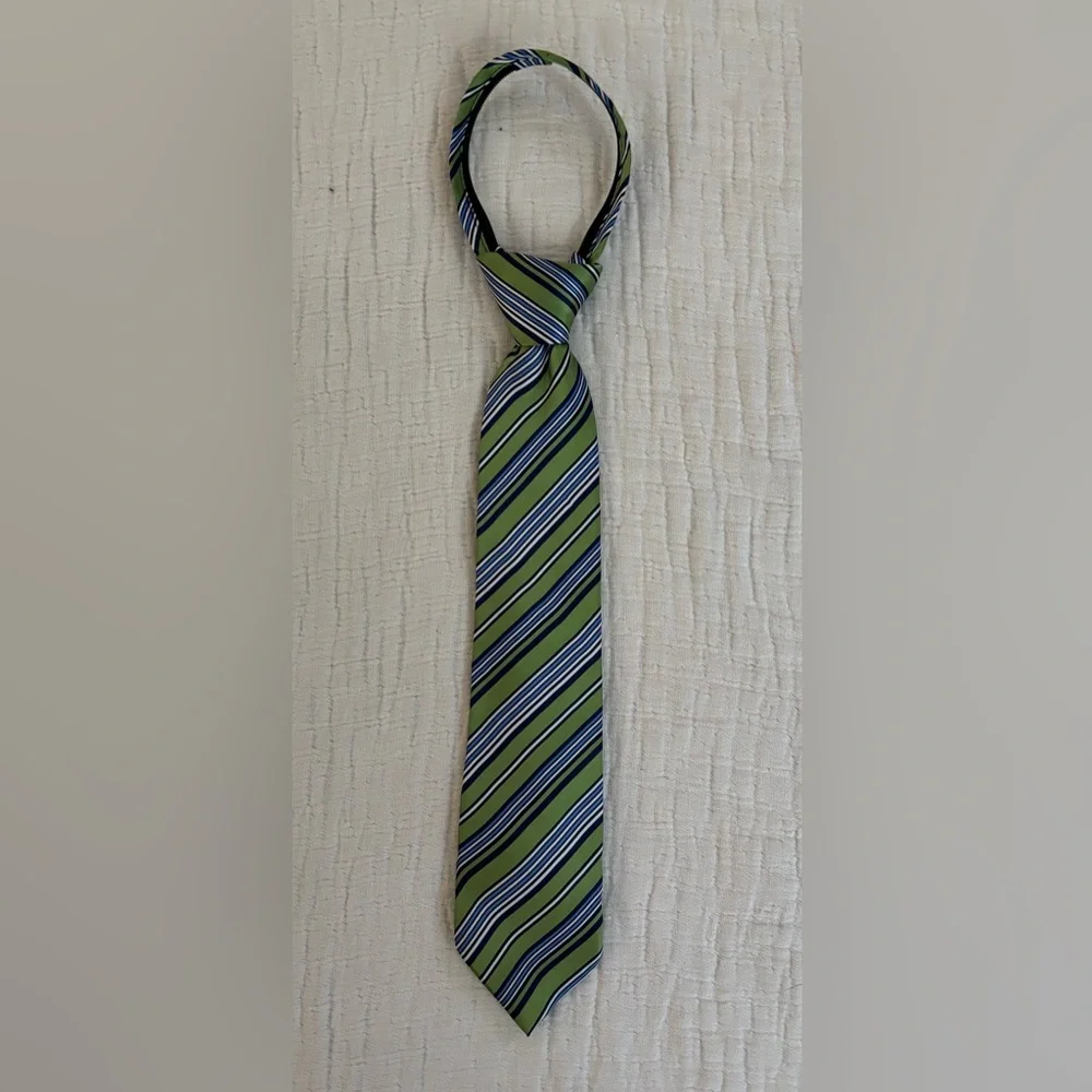 Van Heusen Kids’ Green and Navy Striped Tie
